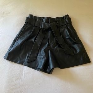 Zara High-Waisted Black Faux Leather Shorts